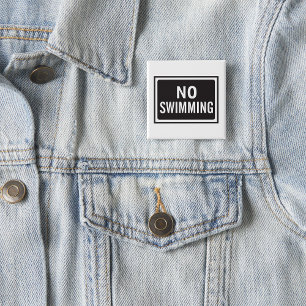 Ingen Swimming-skylt, svart och vit varning Knapp