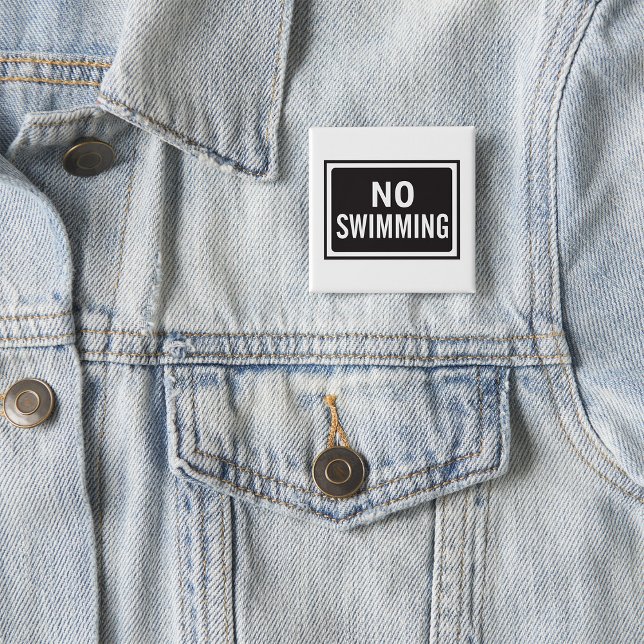 Ingen Swimming-skylt, svart och vit varning Knapp (Skapare uppladdad)
