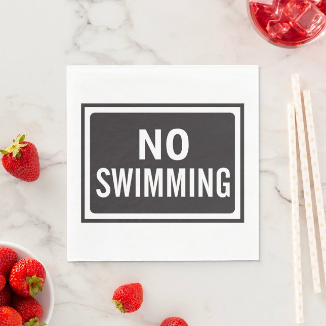 Ingen Swimming-skylt, svart och vit varning Pappersservett (Skapare uppladdad)