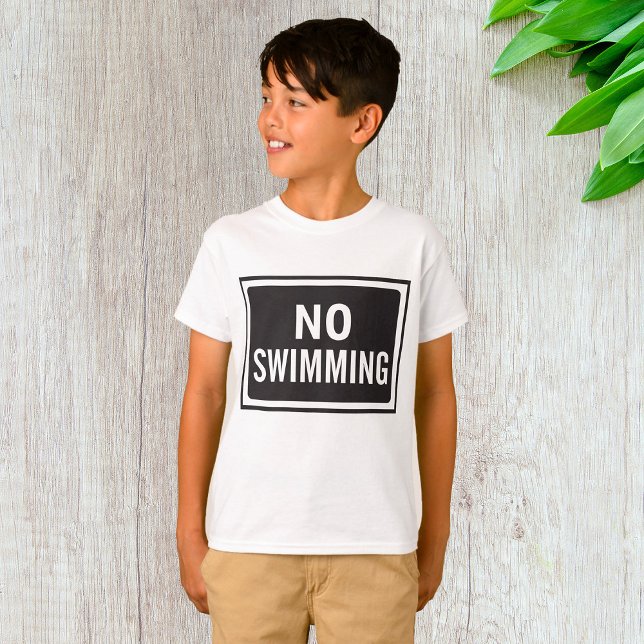 Ingen Swimming-skylt, svart och vit varning T Shirt (Skapare uppladdad)