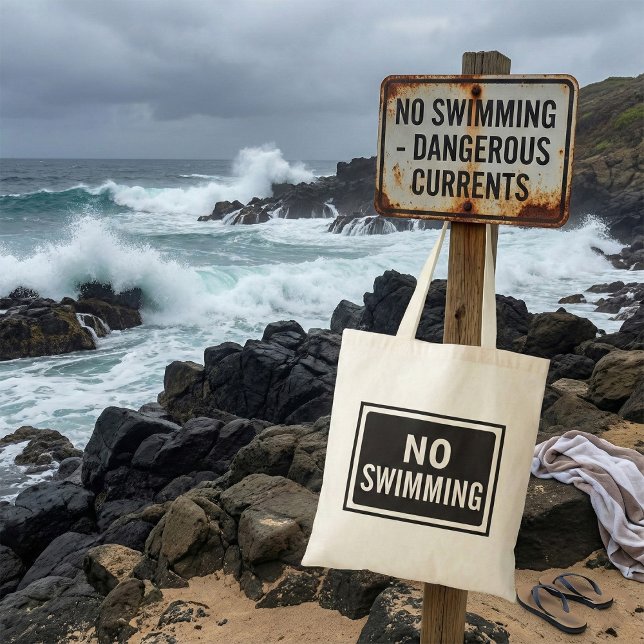 Ingen Swimming-skylt, svart och vit varning Tygkasse (Skapare uppladdad)