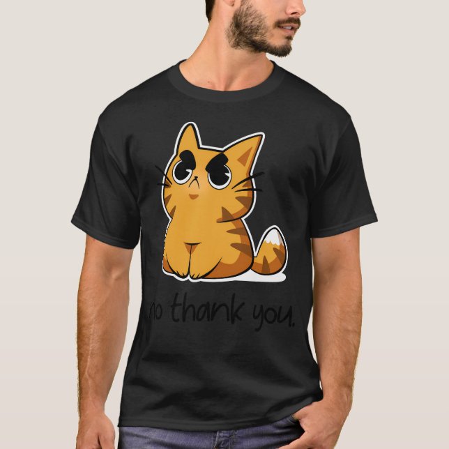 Ingen Tack - Arg Cute Cat T Shirt (Framsida)
