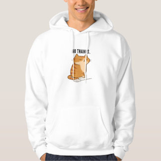 Ingen Tack Grinig Orange Katt Citat Hoodie
