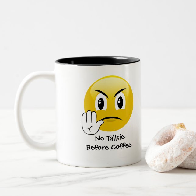Ingen Talkie för den kaffeEmoji muggen Två-Tonad Mugg (Med munk)