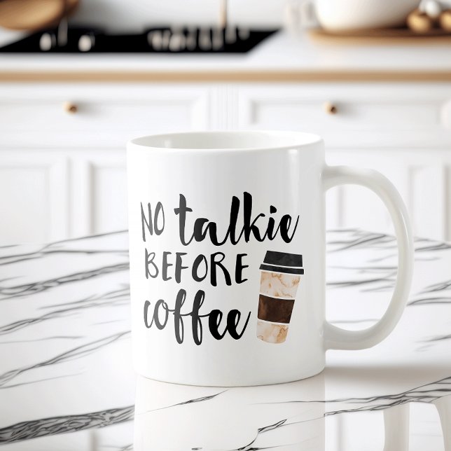 Ingen talkie före Coffee Funny Kaffemugg (Skapare uppladdad)