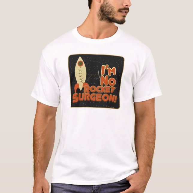 Ingen Tecknad för Roligt av Rocket Surgeon T-shirt (Framsida)