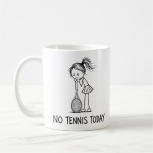 Ingen Tennis Idag Rolig Sorgsen Kvinna Flicka Spel Kaffemugg