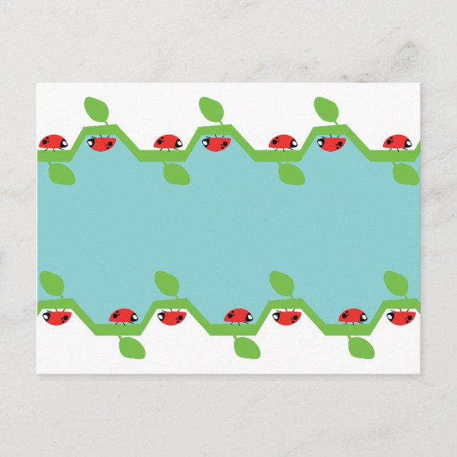 Ingen text för Ladybug Blue Background Vykort (Framsida)