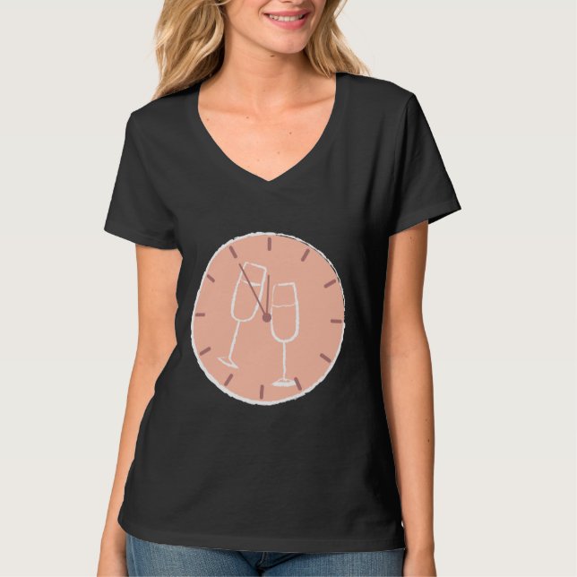 Ingen text för vitt glas i vin O-klocka T Shirt (Framsida)