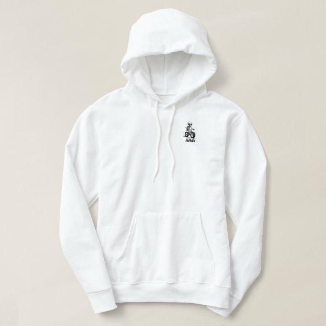 💀 "Ingen tid för fiender" - Badass Skeleton Biker Hoodie (Design framsida)