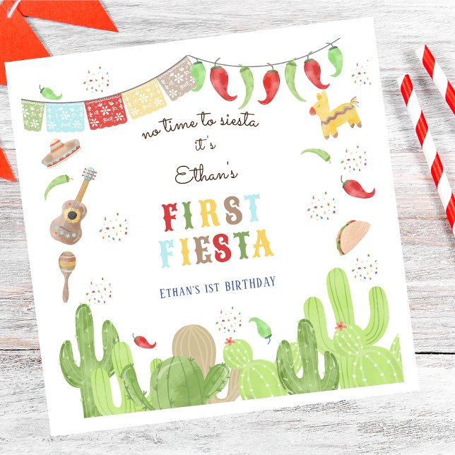Ingen tid för siesta fiesta mexican första födelse pappersservett (Skapare uppladdad)