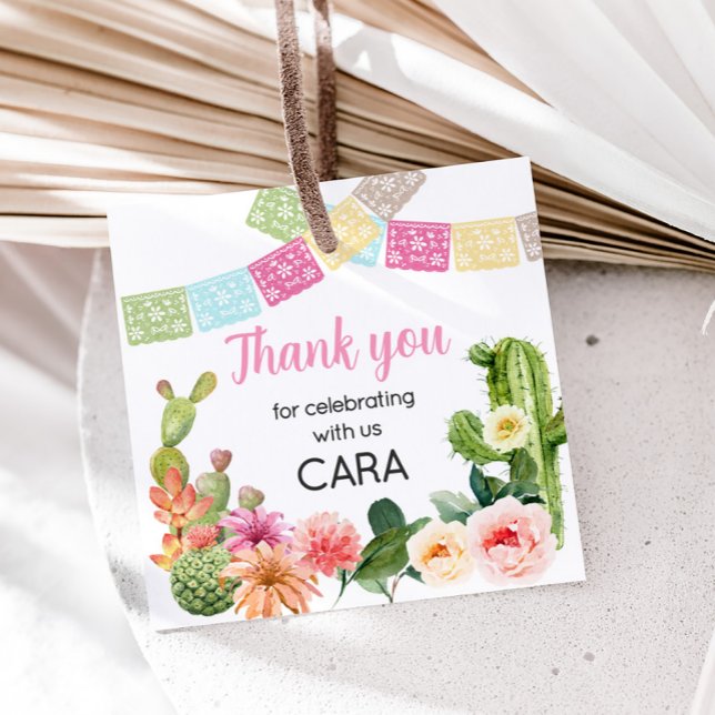 Ingen tid till Födelsedagsfesten Siesta Fiesta Squ Gåvor Etiketter (No Time to Siesta Let's Fiesta Birthday Party Square Favor Tags)