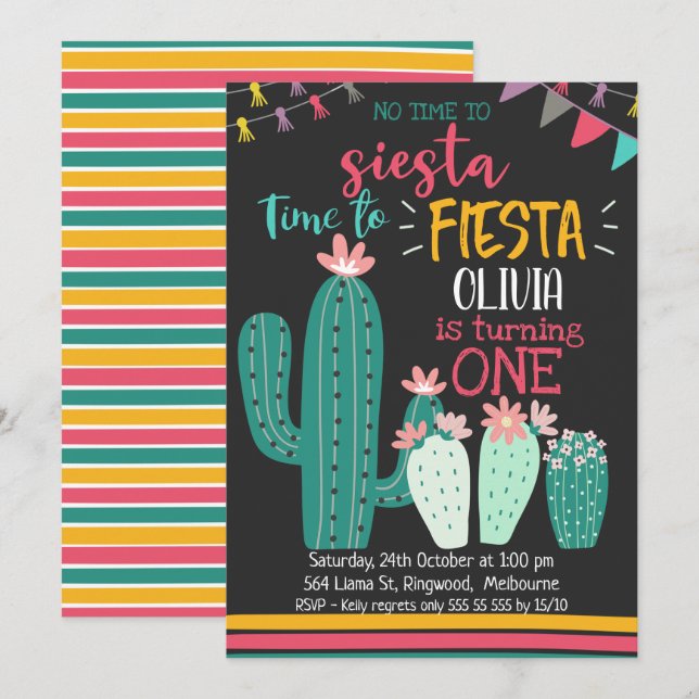 Ingen tid till inbjudan till Siesta-fiestadag (Fram/baksida)