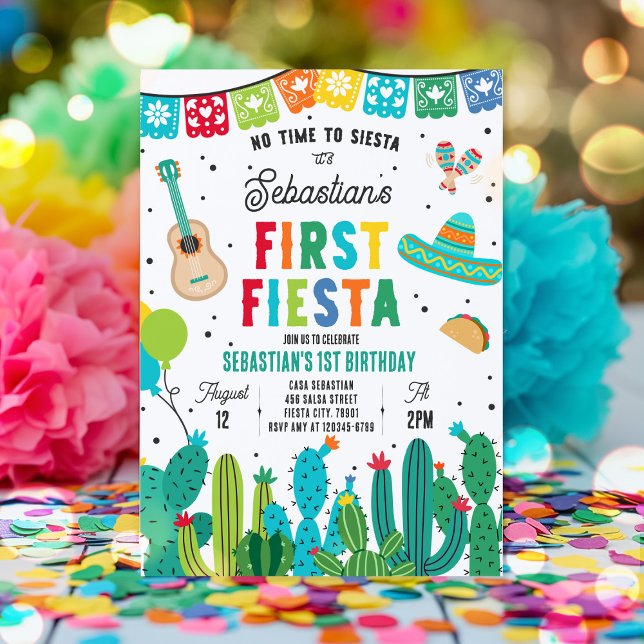 Ingen tid till Siesta 1:a födelsedagen Fiesta Part Inbjudningar (Skapare uppladdad)