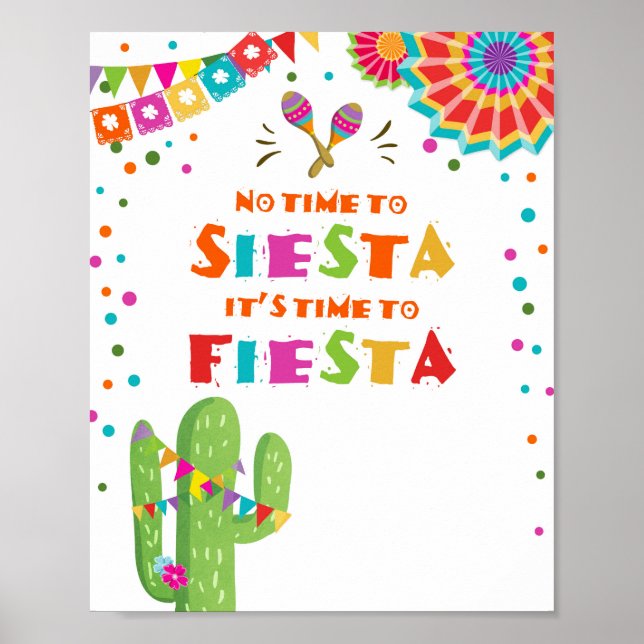 Ingen tid till Siesta Cactus Fiesta Bord Poster (Framsidan)