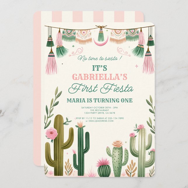 Ingen tid till Siesta First Fiesta Girl Birthday 1 Inbjudningar (Skapare uppladdad)
