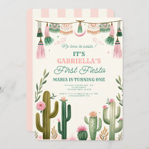 Ingen tid till Siesta First Fiesta Girl Birthday 1 Inbjudningar