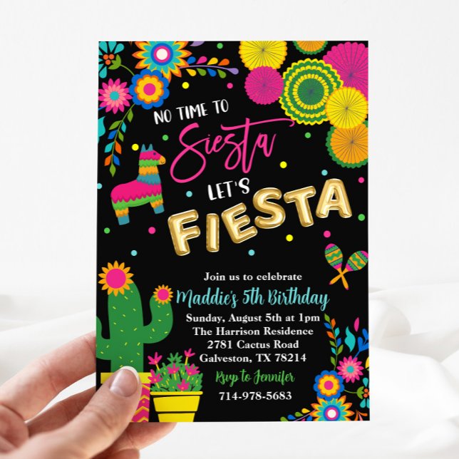 Ingen tid till Siesta Låt oss Fiesta-födelsedagen Inbjudningar (Skapare uppladdad)