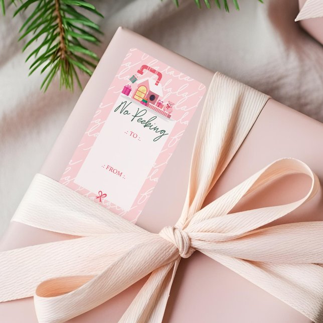 Ingen Titt Rosa Jul Tomte Lekstuga Fa La  Fraktsedel (No Peeking Pink Christmas Elf Toy Workshop Fa La Label)