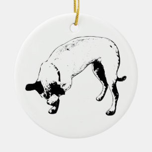 Ingen Tittande Terrier OrnBlyg Terrier Höjdpunkter Julgransprydnad Keramik