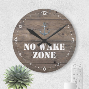 Ingen väckning Zonare Rustic Mörk Wood + ankare Na Stor Klocka