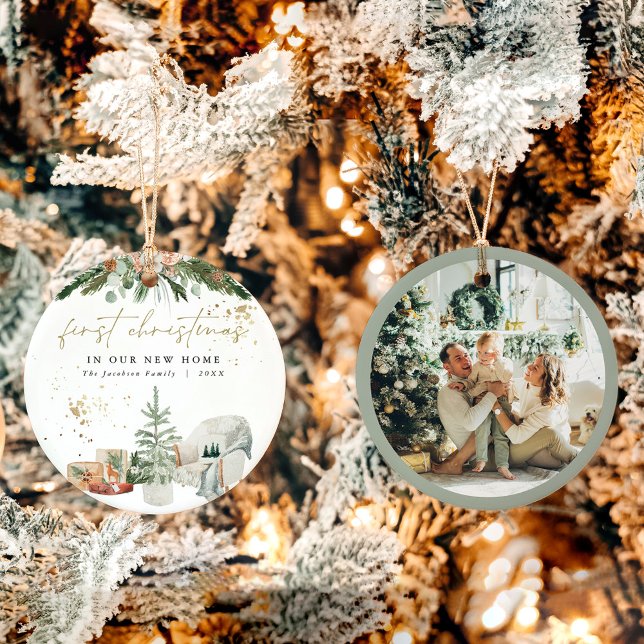 INGEN VARNING OCH Mysiga skandinaviska 1:a jul Julgransprydnad Keramik (Skapare uppladdad)