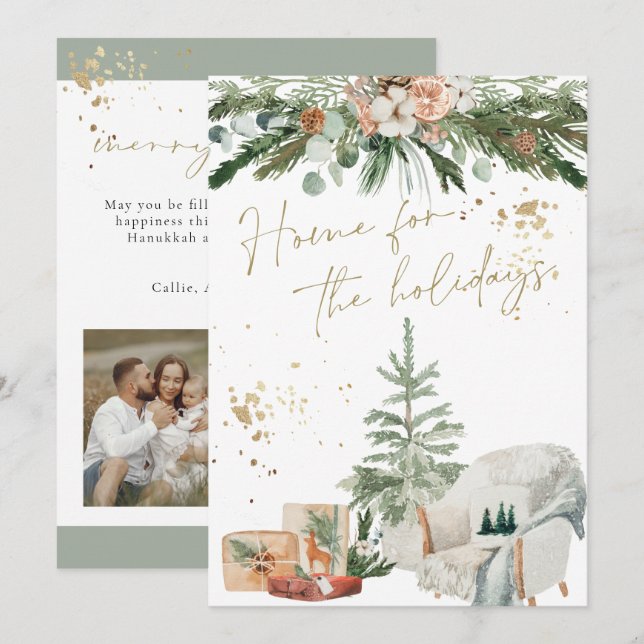 INGEN VARNING OCH Mysigt skandinaviskt julkort Inbjudningar (Fram/baksida)