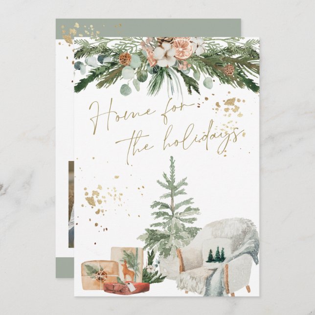 INGEN VARNING OCH Mysigt skandinaviskt julkort Inbjudningar (Fram/baksida)