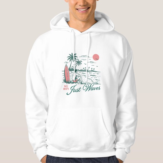 Ingen Wifi Bara Vågor Hoodie (Framsida)