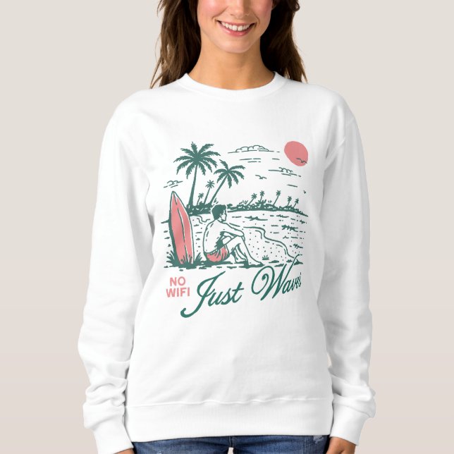 Ingen Wifi Bara Vågor T Shirt (Framsida)