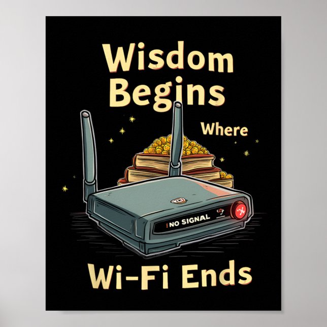Ingen Wifi Läs Böcker Istället - Rolig Tillbaka Ti Poster (Framsidan)