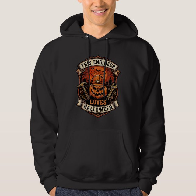 Ingenjör älskar Halloween-pumpa Hård hattshammare  Hoodie (Framsida)