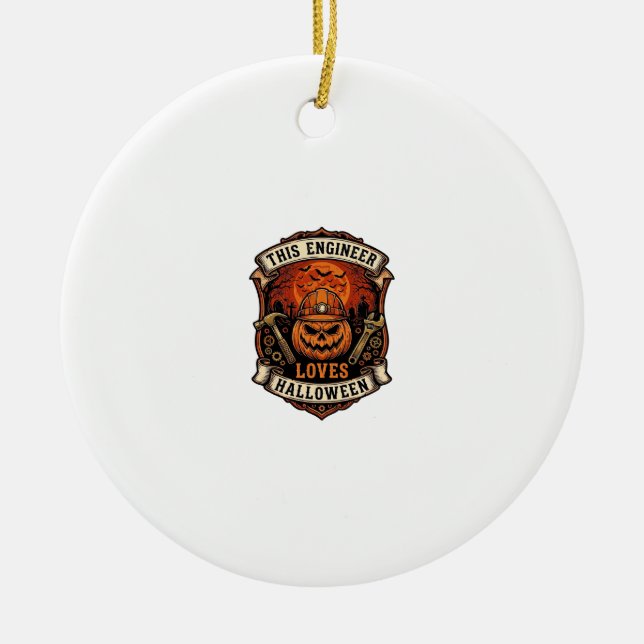 Ingenjör älskar Halloween-pumpa Hård hattshammare  Julgransprydnad Keramik (Framsidan)