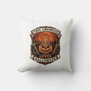 Ingenjör älskar Halloween-pumpa Hård hattshammare Kudde