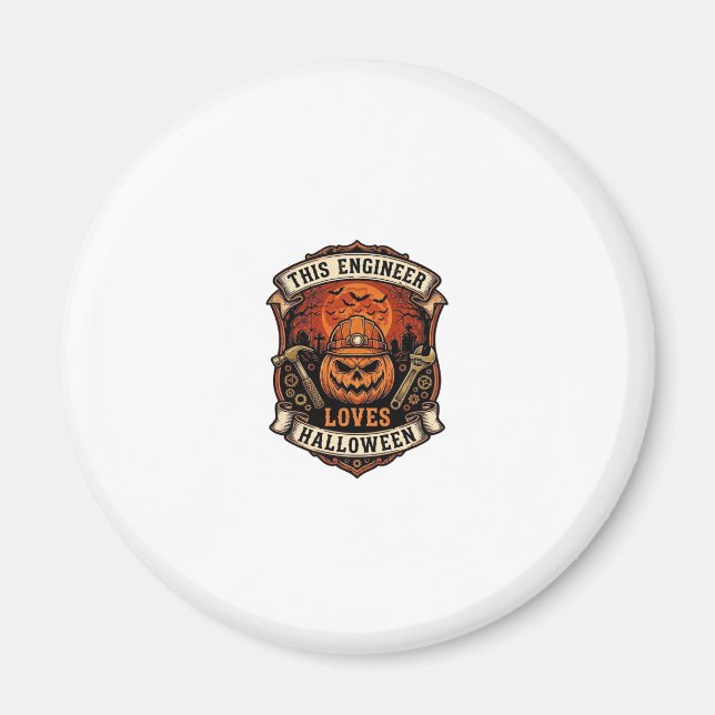 Ingenjör älskar Halloween-pumpa Hård hattshammare  Magnet (Framsidan)