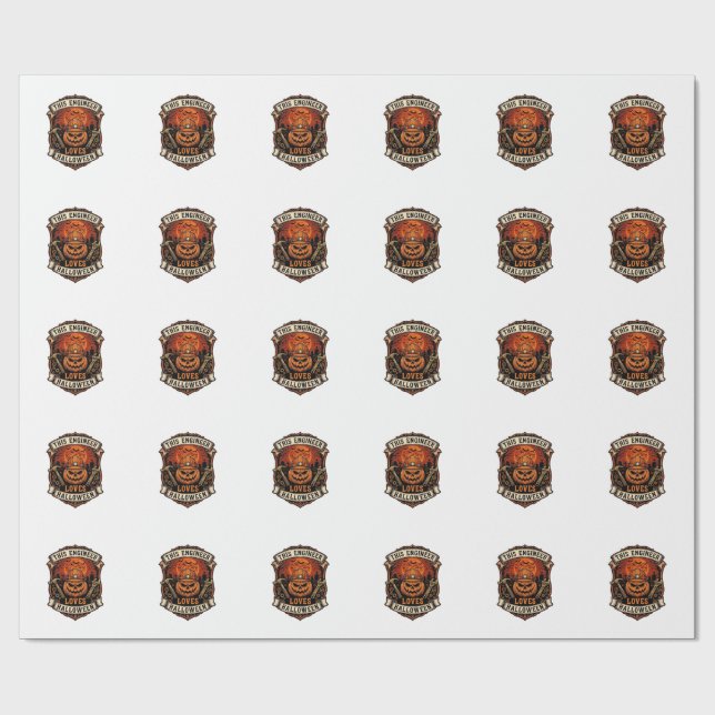 Ingenjör älskar Halloween-pumpa Hård hattshammare  Presentpapper (Platt)
