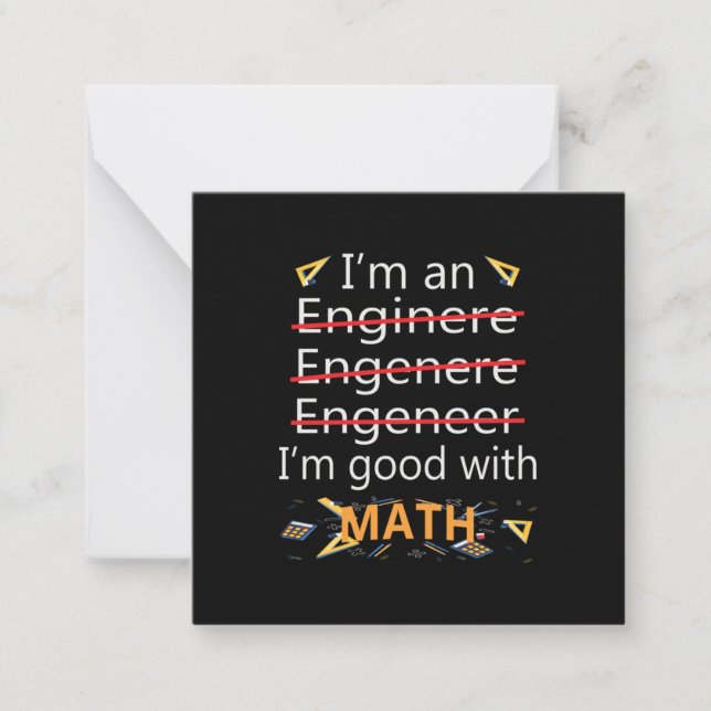 Ingenjör är Bra med matematik Anteckningskort (Framsida)