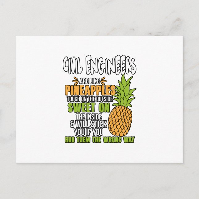 Ingenjör är som ananas. meddelande vykort (Framsida)