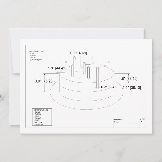 Ingenjör Birthday Cake-inbjudan Kort (Framsida)