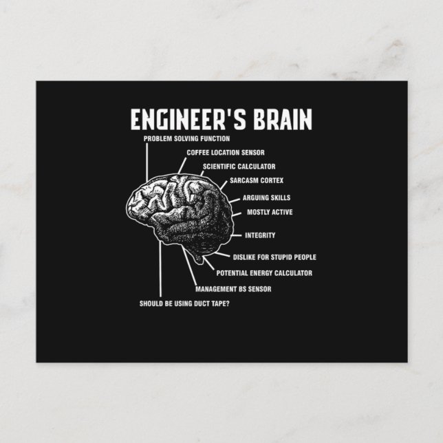 Ingenjör Brain Engineering Ingenjör Gift Vykort (Framsida)
