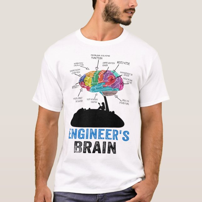 Ingenjör Brain Funny Anatomy T Shirt (Framsida)