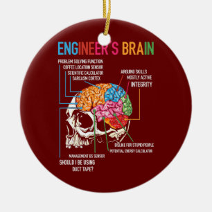 Ingenjör Brain Funny Engineering Games Processaa Julgransprydnad Keramik