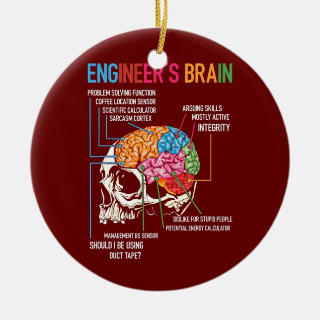 Ingenjör Brain Funny Engineering Games Processaa Julgransprydnad Keramik (Framsidan)
