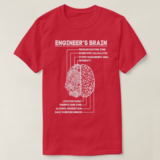 Ingenjör Brain Funny Engineering T Shirt (Design framsida)