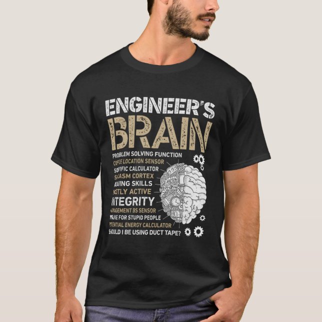 Ingenjör Brain Funny Processaa Ingenjör Manar Engi T Shirt (Framsida)
