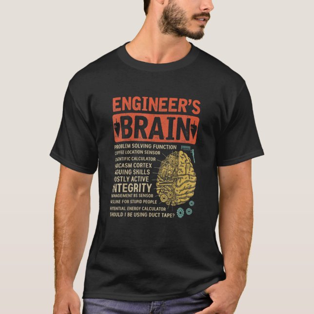 Ingenjör Brain Problem Solving Processaa Engineeri T Shirt (Framsida)