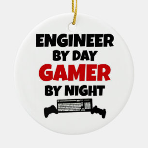 Ingenjör by Day Gamer by Night Julgransprydnad Keramik