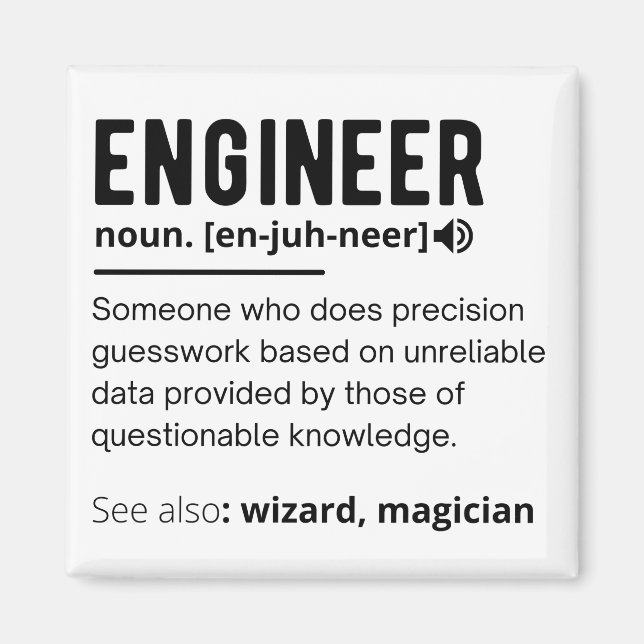 Ingenjör Definition Engineering Gift Magnet (Framsidan)