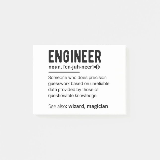 Ingenjör Definition Engineering Gift Post-it Block (Framsida)