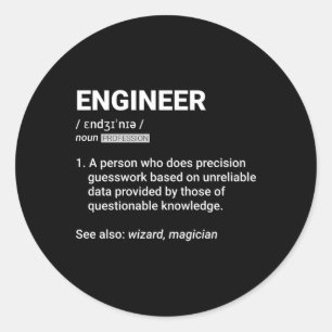Ingenjör Definition Geeky Engineering Runt Klistermärke